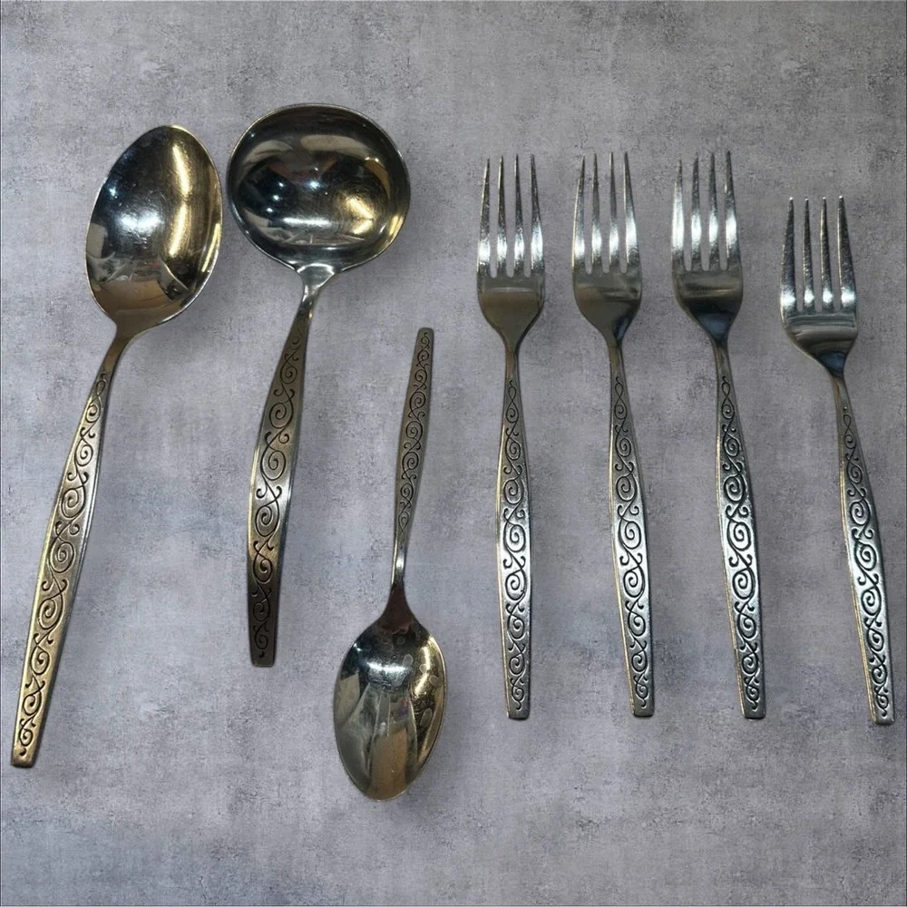 Lot of 7-Gorham SPANISH SCROLL Silver Stainless Replacement‎ Spoons/Forks